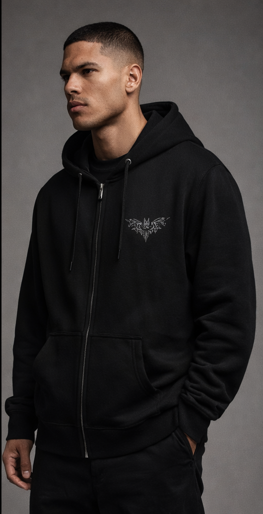 Unisex Black Zipper Hoodie – Oversized Streetwear Essential 400gsm