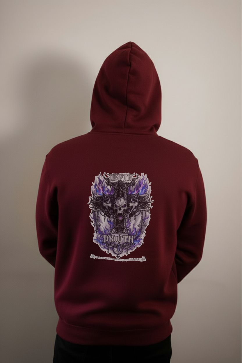 DEPTH Streetwear Unisex Oversized Black Hoodie — 400 GSM