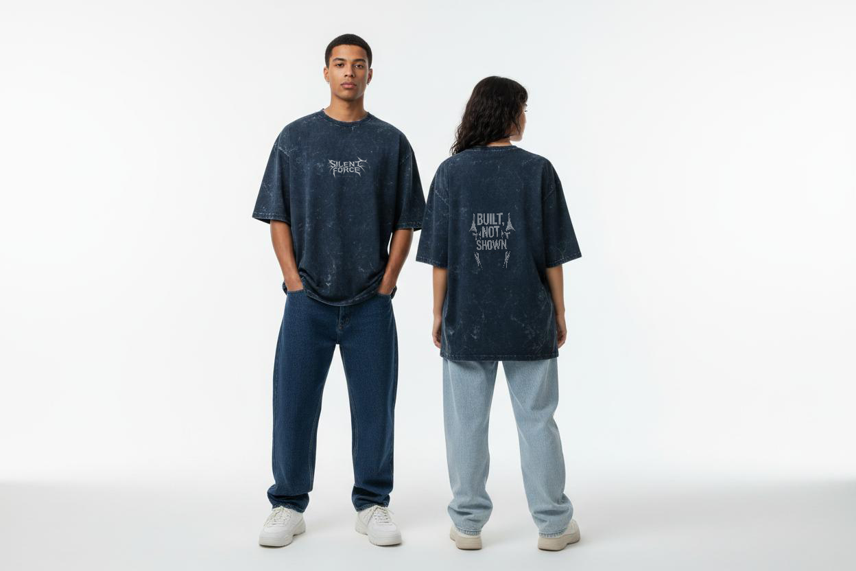 Silent Force: Acid Wash Oversized Tee — 240 GSM