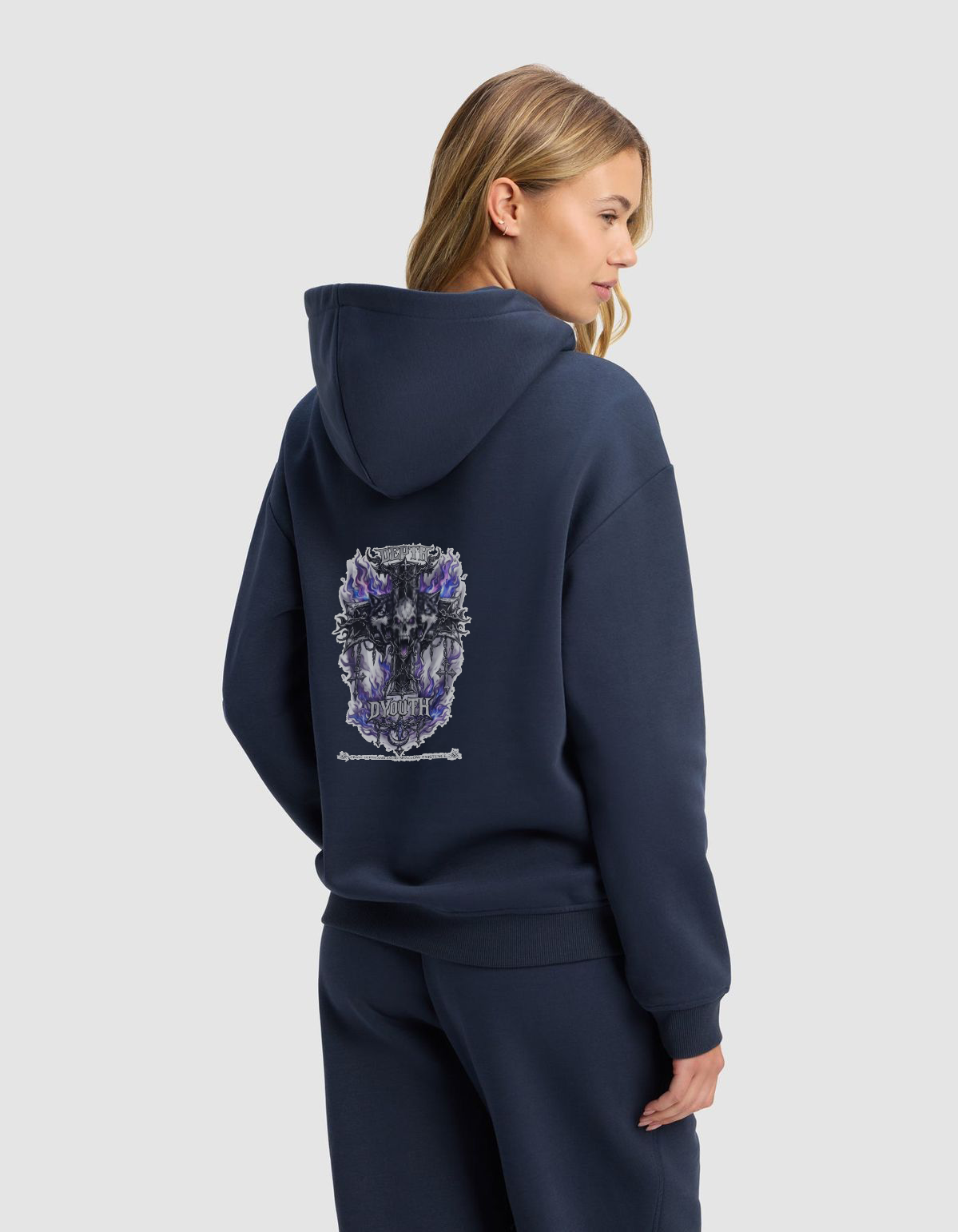 DEPTH Streetwear Unisex Oversized Black Hoodie — 400 GSM