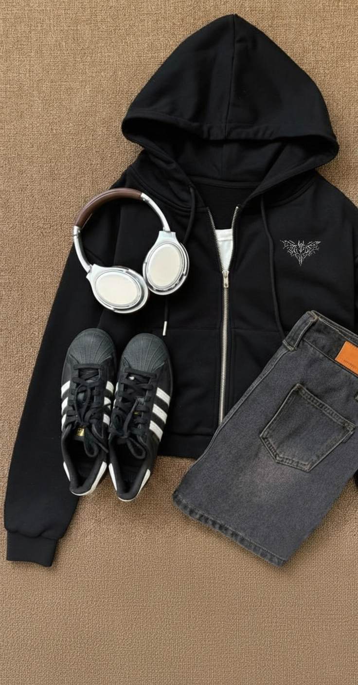 Unisex Black Zipper Hoodie – Oversized Streetwear Essential 400gsm