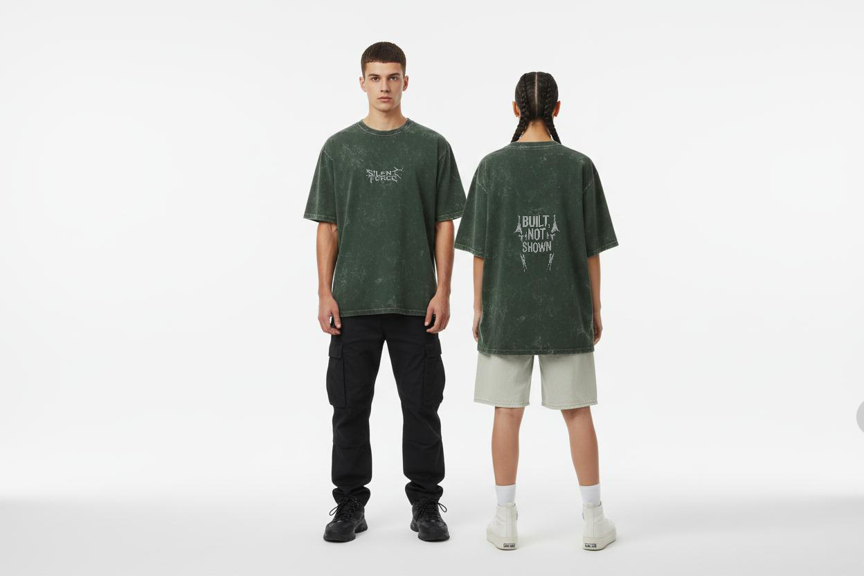 Silent Force: Acid Wash Oversized Tee — 240 GSM