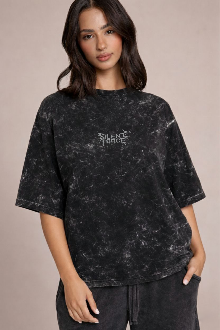 Silent Force: Acid Wash Oversized Tee — 240 GSM