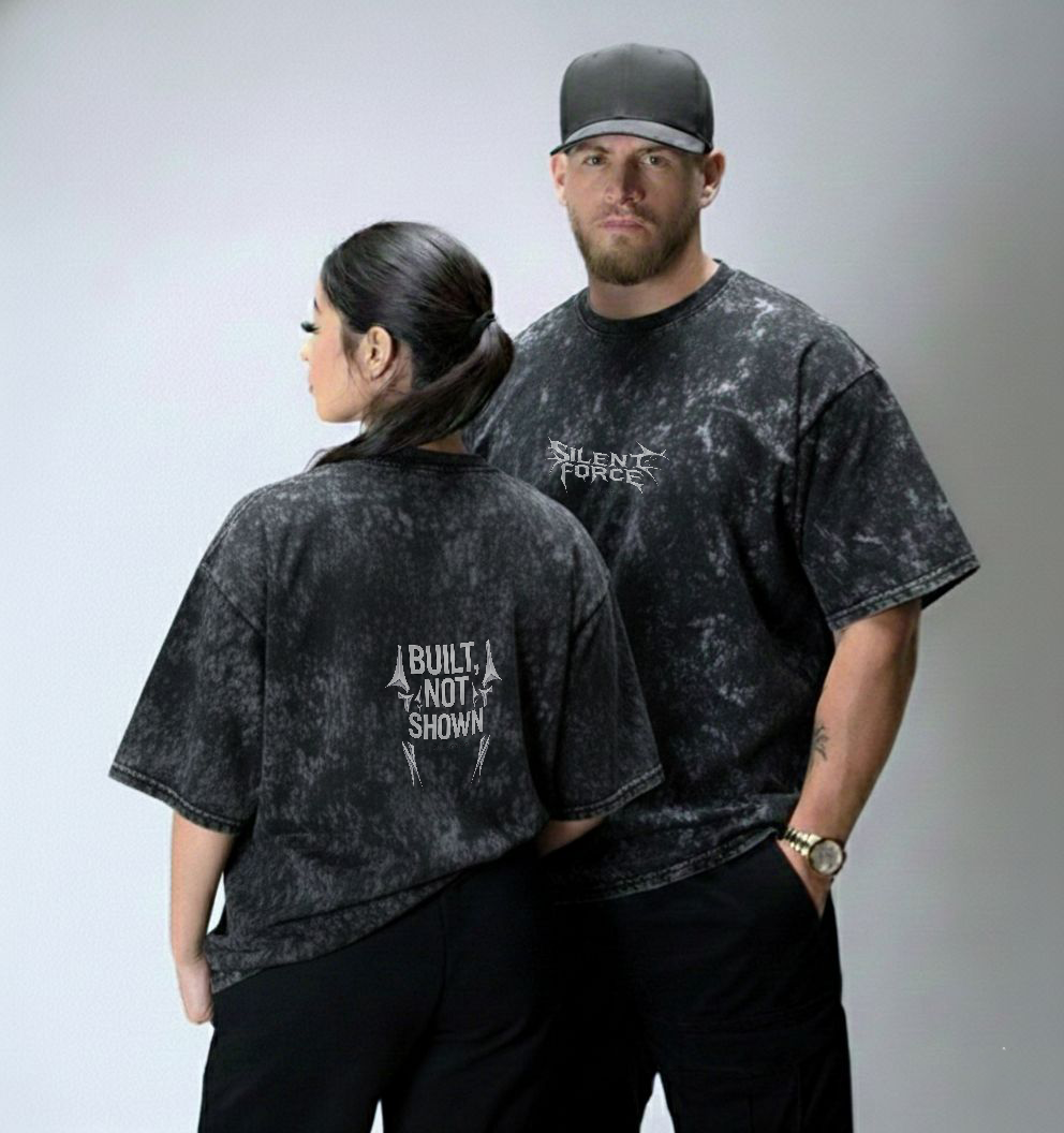 Silent Force: Acid Wash Oversized Tee — 240 GSM