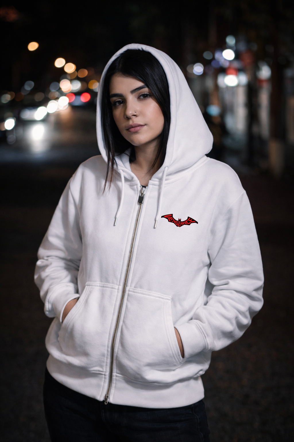 Unisex White Zipper Hoodie – Oversized Streetwear Essential 400gsm